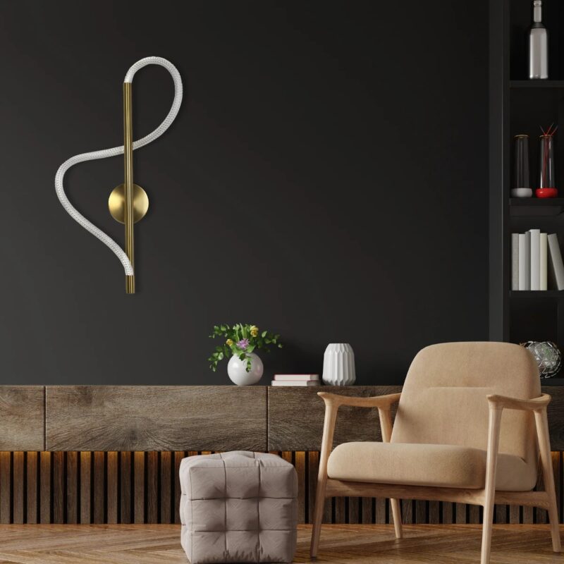 kelvo® GLOW 61682 Μοντέρνο Φωτιστικό Τοίχου – Απλίκα LED 24W 2400lm 360° AC 220-240V IP20 Ρυθμιζόμενο Λευκό CCT με On/Off 2700K/4500K/6000K – Lumileds SMD Chip – Χρυσό Πλατίνα & Λευκό Νήμα – Μ30 x Π15 x Υ70cm – 3 Χρόνια Εγγύηση