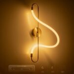 kelvo® GLOW 61683 Μοντέρνο Φωτιστικό Τοίχου – Απλίκα LED 18W 1800lm 360° AC 220-240V IP20 Ρυθμιζόμενο Λευκό CCT με On/Off 2700K/4500K/6000K – Lumileds SMD Chip – Χρυσό Πλατίνα & Λευκό Νήμα – Μ30 x Π15 x Υ70cm – 3 Χρόνια Εγγύηση