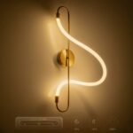 kelvo® GLOW 61683 Μοντέρνο Φωτιστικό Τοίχου – Απλίκα LED 18W 1800lm 360° AC 220-240V IP20 Ρυθμιζόμενο Λευκό CCT με On/Off 2700K/4500K/6000K – Lumileds SMD Chip – Χρυσό Πλατίνα & Λευκό Νήμα – Μ30 x Π15 x Υ70cm – 3 Χρόνια Εγγύηση