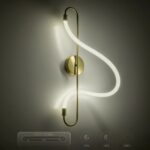 kelvo® GLOW 61683 Μοντέρνο Φωτιστικό Τοίχου – Απλίκα LED 18W 1800lm 360° AC 220-240V IP20 Ρυθμιζόμενο Λευκό CCT με On/Off 2700K/4500K/6000K – Lumileds SMD Chip – Χρυσό Πλατίνα & Λευκό Νήμα – Μ30 x Π15 x Υ70cm – 3 Χρόνια Εγγύηση