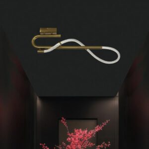 kelvo® GLOW 61684 Μοντέρνο Φωτιστικό Οροφής LED 18W 1800lm 360° AC 220-240V IP20 Ρυθμιζόμενο Λευκό CCT με On/Off 2700K/4500K/6000K – Lumileds SMD Chip – Χρυσό Πλατίνα & Λευκό Νήμα – Μ65 x Π30 x Υ30cm – 3 Χρόνια Εγγύηση