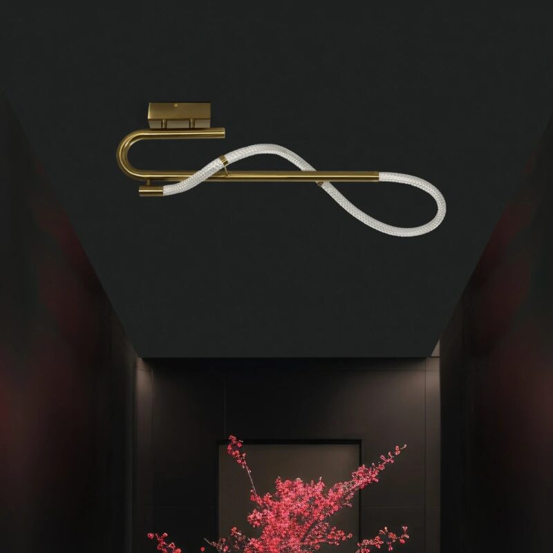 kelvo® GLOW 61684 Μοντέρνο Φωτιστικό Οροφής LED 18W 1800lm 360° AC 220-240V IP20 Ρυθμιζόμενο Λευκό CCT με On/Off 2700K/4500K/6000K – Lumileds SMD Chip – Χρυσό Πλατίνα & Λευκό Νήμα – Μ65 x Π30 x Υ30cm – 3 Χρόνια Εγγύηση