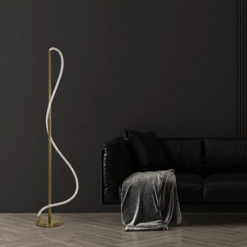 kelvo® GLOW 61686 Μοντέρνο Επιδαπέδιο Φωτιστικό LED 30W 3000lm 360° AC 220-240V IP20 Ρυθμιζόμενο Λευκό CCT με Αφή 2700K/4500K/6000K Dimmable – Lumileds SMD Chip – Χρυσό Πλατίνα & Λευκό Νήμα – Μ45 x Π45 x Υ160cm – 3 Χρόνια Εγγύηση