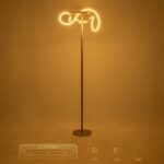 kelvo® GLOW 61687 Μοντέρνο Επιδαπέδιο Φωτιστικό LED 30W 3000lm 360° AC 220-240V IP20 Ρυθμιζόμενο Λευκό CCT με Αφή 2700K/4500K/6000K Dimmable – Lumileds SMD Chip – Χρυσό Πλατίνα & Λευκό Νήμα – Μ45 x Π45 x Υ160cm – 3 Χρόνια Εγγύηση