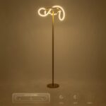 kelvo® GLOW 61687 Μοντέρνο Επιδαπέδιο Φωτιστικό LED 30W 3000lm 360° AC 220-240V IP20 Ρυθμιζόμενο Λευκό CCT με Αφή 2700K/4500K/6000K Dimmable – Lumileds SMD Chip – Χρυσό Πλατίνα & Λευκό Νήμα – Μ45 x Π45 x Υ160cm – 3 Χρόνια Εγγύηση
