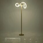 kelvo® GLOW 61687 Μοντέρνο Επιδαπέδιο Φωτιστικό LED 30W 3000lm 360° AC 220-240V IP20 Ρυθμιζόμενο Λευκό CCT με Αφή 2700K/4500K/6000K Dimmable – Lumileds SMD Chip – Χρυσό Πλατίνα & Λευκό Νήμα – Μ45 x Π45 x Υ160cm – 3 Χρόνια Εγγύηση