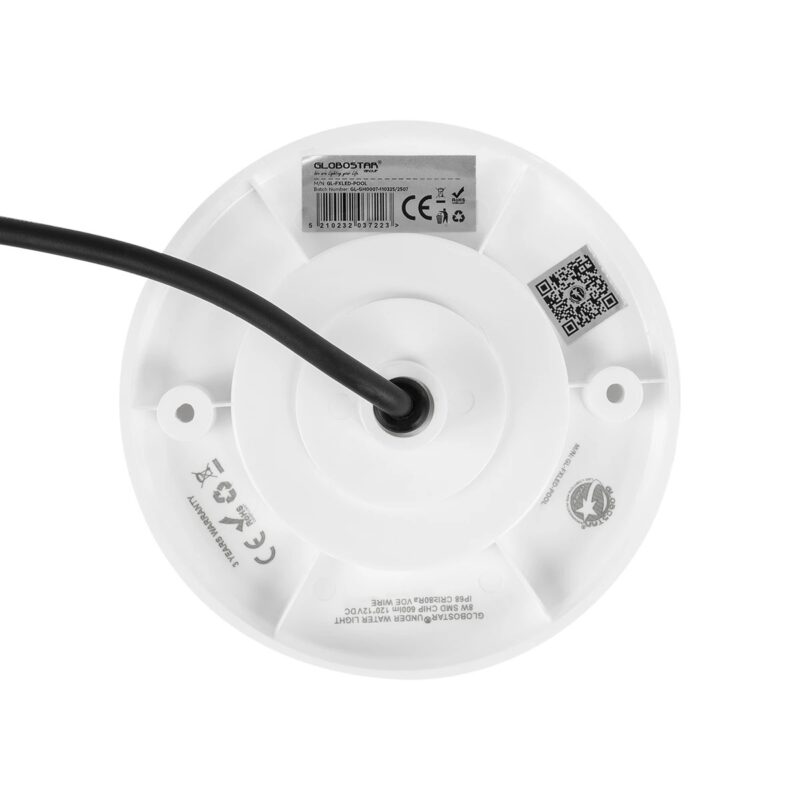GLOBOSTAR® POOLARTY 61717 Υποβρύχιο Φωτιστικό για Σιντριβάνια/Πισίνες LED 8W 560lm 120° DC 12V Αδιάβροχο IP68 Μπλε Dimmable – Bridgelux SMD Chip – 1m VDE Rubber Καλώδιο – Μ13 x Π13 x Υ2cm – 3 Χρόνια Εγγύηση