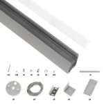 GLOBOSTAR® ALP-LINEAR LUMILINE 61765-3M Επιφανειακό / Κρεμαστό / Επιτοίχιο Προφίλ Αλουμινίου με Λευκό Γαλακτερό Πατητό Κάλυμμα για Ταινίες LED IP20 – Γκρι Ανθρακί Ματ – Μ300 x Π3.5 x Υ7cm