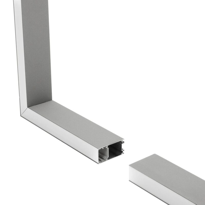 GLOBOSTAR® ALP-CORNER-SIDE90 LUMILINE 61768 Επιφανειακό / Κρεμαστό Προφίλ Αλουμινίου Γωνία με Λευκό Γαλακτερό Πατητό Κάλυμμα για Ταινίες LED IP20 – Γκρι Ανθρακί Ματ – Μ30 x Π3.5 x Υ7cm
