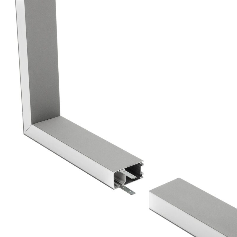 GLOBOSTAR® ALP-CORNER-SIDE90 LUMILINE 61768 Επιφανειακό / Κρεμαστό Προφίλ Αλουμινίου Γωνία με Λευκό Γαλακτερό Πατητό Κάλυμμα για Ταινίες LED IP20 – Γκρι Ανθρακί Ματ – Μ30 x Π3.5 x Υ7cm