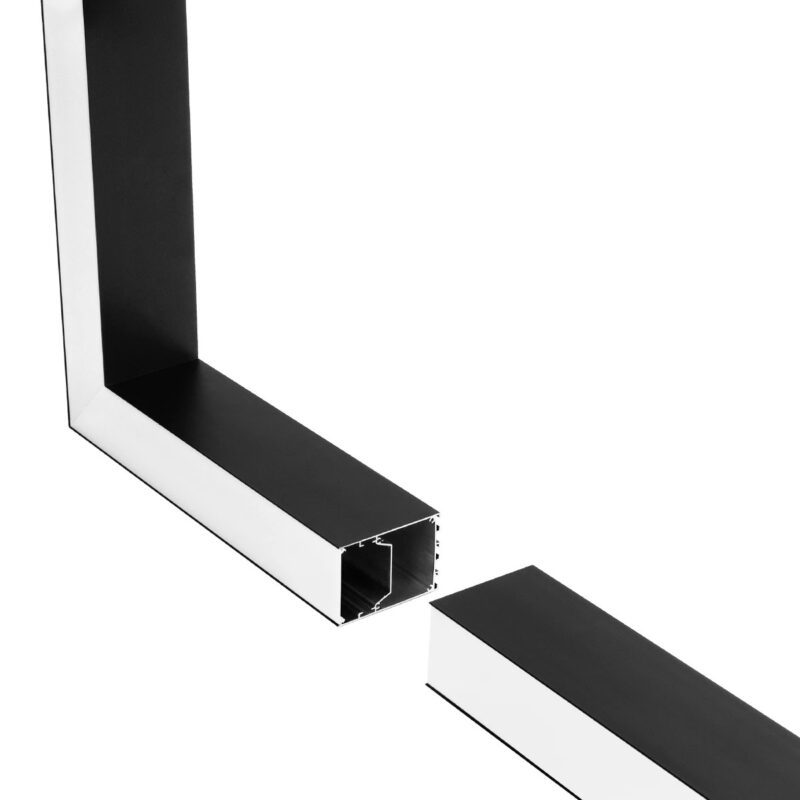 GLOBOSTAR® ALP-CORNER-SIDE90 BRIGHTRAIL 61778 Επιφανειακό / Κρεμαστό Προφίλ Αλουμινίου Γωνία με Λευκό Γαλακτερό Πατητό Κάλυμμα για Ταινίες LED IP20 – Μαύρο Ματ – Μ30 x Π5 x Υ7.5cm