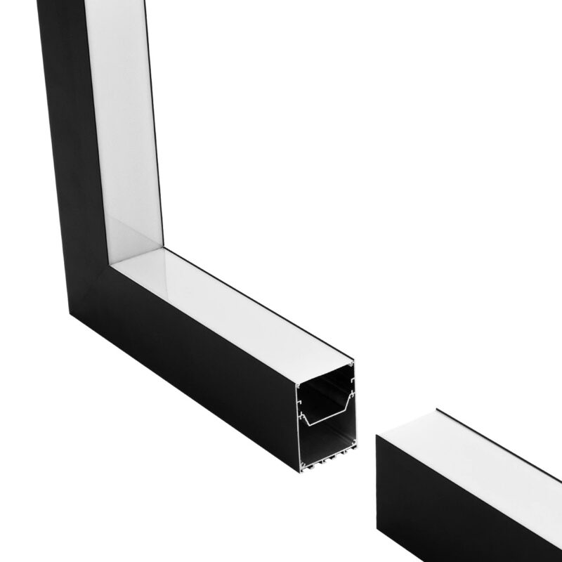 GLOBOSTAR® ALP-CORNER-IN90 BRIGHTRAIL 61781 Επιφανειακό / Κρεμαστό Προφίλ Αλουμινίου Γωνία με Λευκό Γαλακτερό Πατητό Κάλυμμα για Ταινίες LED IP20 – Μαύρο Ματ – Μ30 x Π5 x Υ7.5cm