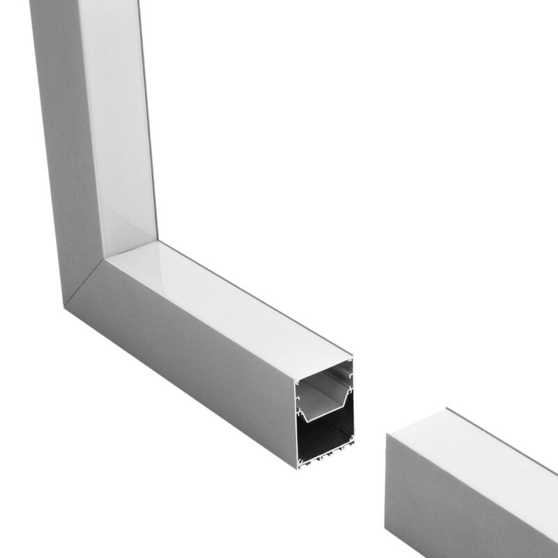 GLOBOSTAR® ALP-CORNER-IN90 BRIGHTRAIL 61782 Επιφανειακό / Κρεμαστό Προφίλ Αλουμινίου Γωνία με Λευκό Γαλακτερό Πατητό Κάλυμμα για Ταινίες LED IP20 – Γκρι Ανθρακί Ματ – Μ30 x Π5 x Υ7.5cm