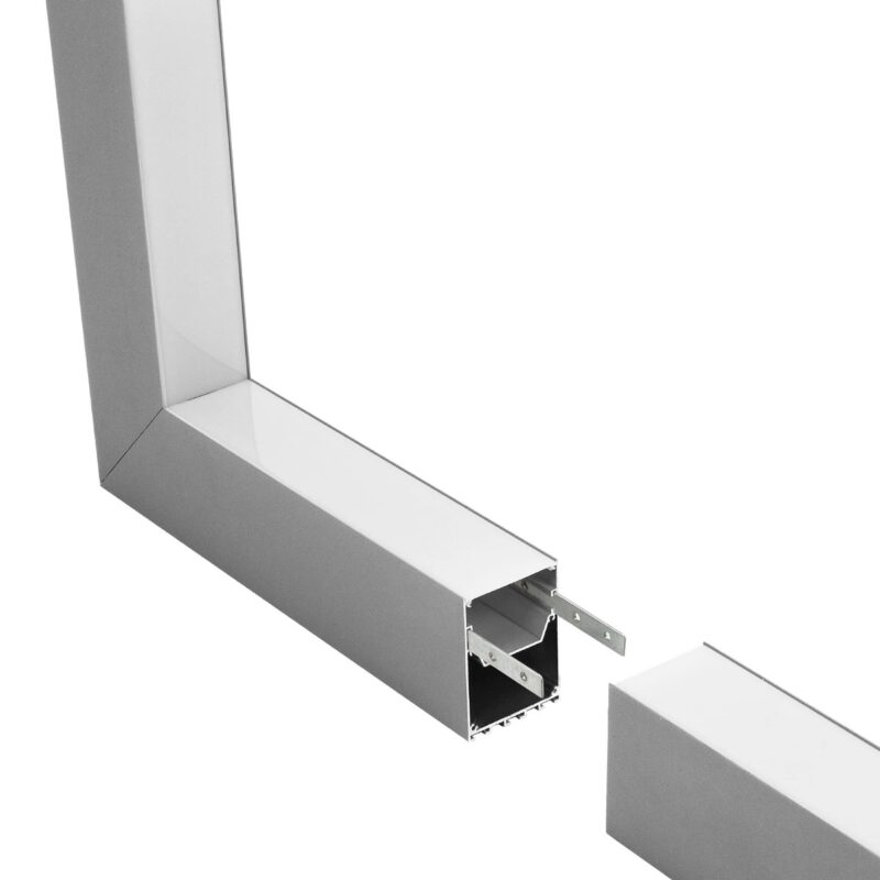 GLOBOSTAR® ALP-CORNER-IN90 BRIGHTRAIL 61782 Επιφανειακό / Κρεμαστό Προφίλ Αλουμινίου Γωνία με Λευκό Γαλακτερό Πατητό Κάλυμμα για Ταινίες LED IP20 – Γκρι Ανθρακί Ματ – Μ30 x Π5 x Υ7.5cm