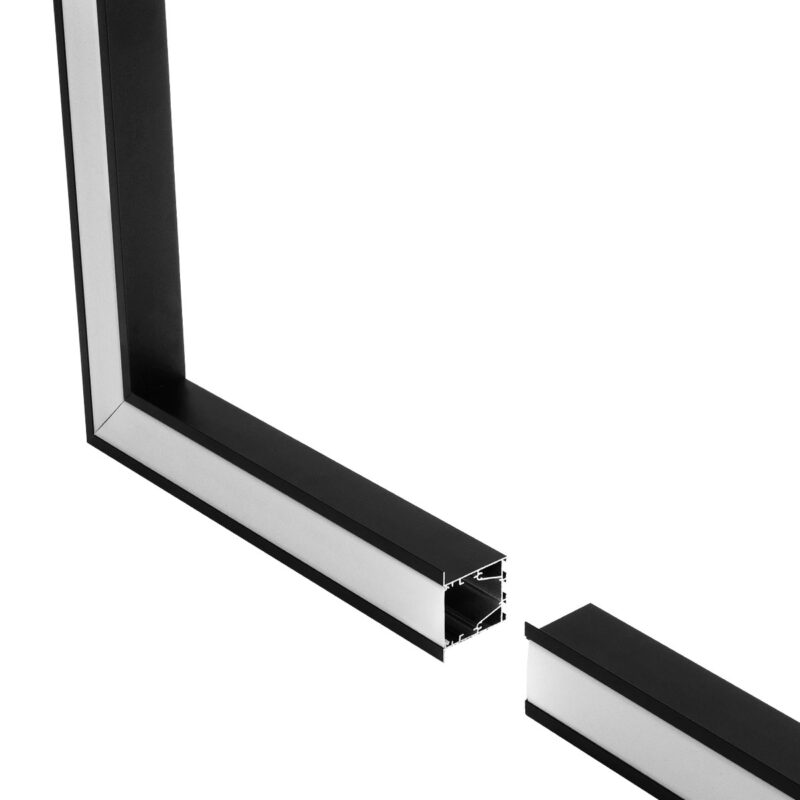 GLOBOSTAR® ALP-CORNER-SIDE90 RECESSA 61789 Χωνευτό Προφίλ Αλουμινίου Γωνία με Λευκό Γαλακτερό Πατητό Κάλυμμα για Ταινίες LED IP20 – Μαύρο Ματ – Μ30 x Π3.5 x Υ4cm
