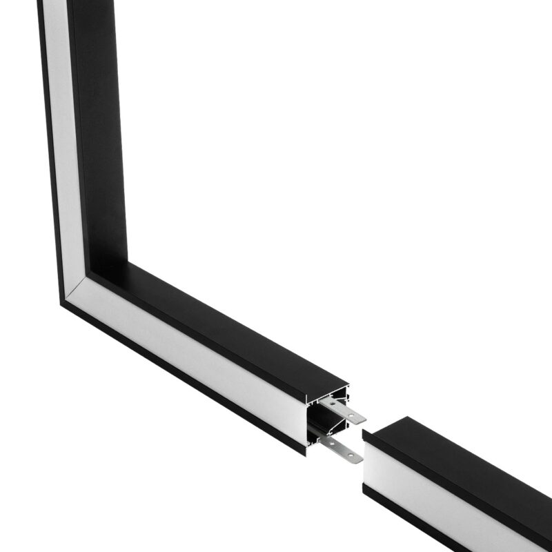 GLOBOSTAR® ALP-CORNER-SIDE90 RECESSA 61789 Χωνευτό Προφίλ Αλουμινίου Γωνία με Λευκό Γαλακτερό Πατητό Κάλυμμα για Ταινίες LED IP20 – Μαύρο Ματ – Μ30 x Π3.5 x Υ4cm