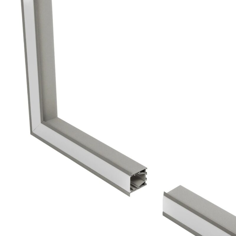GLOBOSTAR® ALP-CORNER-SIDE90 RECESSA 61790 Χωνευτό Προφίλ Αλουμινίου Γωνία με Λευκό Γαλακτερό Πατητό Κάλυμμα για Ταινίες LED IP20 – Γκρι Ανθρακί Ματ – Μ30 x Π3.5 x Υ4cm