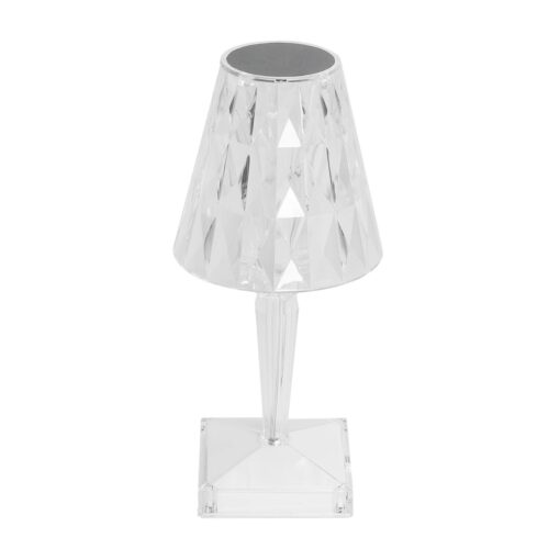 GLOBOSTAR® CRYSTAL 62042 Μοντέρνο Επιτραπέζιο Φωτιστικό Πορτατίφ LED 1W 100lm 360° DC 5V USB-C με Επαναφορτιζόμενη Μπαταρία Li-ion 3.7V 1600mAh IP44 Πολύχρωμο RGBW με Χειριστήριο Dimmable – Sanan SMD Chip – Διάφανο – Μ11.5 x Π11.5 x Υ25.5cm – 3 Χρόνια Εγγύηση