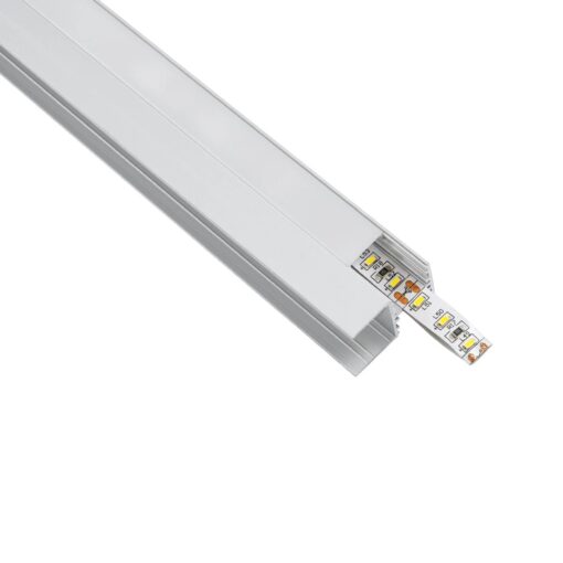 GLOBOSTAR® ALP-R-SHELF DODA 70814-1M Χωνευτό Προφίλ Αλουμινίου Ειδικό για Φωτισμό Ραφιού 18mm με Λευκό Γαλακτερό Πατητό Κάλυμμα για Ταινίες LED IP20 – Ασημί & Λευκό – Μ100 x Π1.5 x Υ2cm