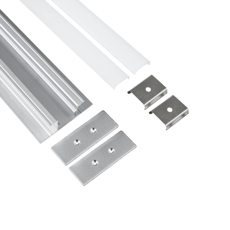 GLOBOSTAR® ALP-WALL-UPDOWN CONCEALED 70844-1M Επιφανειακό Προφίλ Αλουμινίου Ειδικό για Δημιουργία Κρυφού Φωτισμού Up & Down με Λευκό Γαλακτερό Πατητό Κάλυμμα για Ταινίες LED IP20 – Ασημί & Λευκό – Μ100 x Π5 x Υ1.7cm