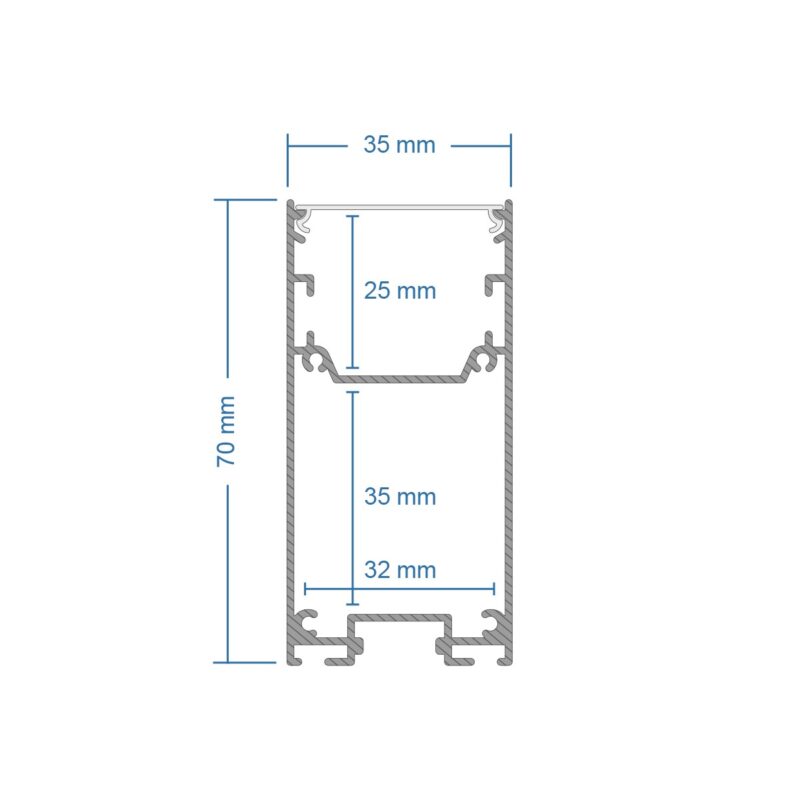 GLOBOSTAR® ALP-LINEAR LUMILINE 61765-3M Επιφανειακό / Κρεμαστό / Επιτοίχιο Προφίλ Αλουμινίου με Λευκό Γαλακτερό Πατητό Κάλυμμα για Ταινίες LED IP20 – Γκρι Ανθρακί Ματ – Μ300 x Π3.5 x Υ7cm