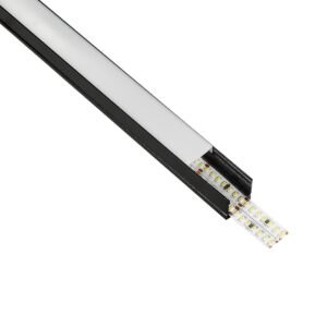 GLOBOSTAR® ALP-LINEAR GLOWTRACK 61797-3M Επιφανειακό Προφίλ Αλουμινίου με Λευκό Γαλακτερό Πατητό Κάλυμμα για Ταινίες LED IP20 – Μαύρο Ματ – Μ300 x Π2 x Υ2cm – Πακέτο 5 Τεμαχίων