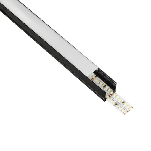 GLOBOSTAR® ALP-LINEAR GLOWTRACK 61797-3M Επιφανειακό Προφίλ Αλουμινίου με Λευκό Γαλακτερό Πατητό Κάλυμμα για Ταινίες LED IP20 – Μαύρο Ματ – Μ300 x Π2 x Υ2cm – Πακέτο 5 Τεμαχίων