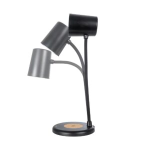 GLOBOSTAR® LUCORA 76556 Μοντέρνο Επιτραπέζιο Φωτιστικό Γραφείου με Ασύρματη Φόρτιση 10W 2A & 4W Bluetooth Ηχείο LED 3W 300lm 120° DC 5V με USB-C IP20 Ρυθμιζόμενο Λευκό CCT με Αφή 2700K/4500K/6000K Dimmable – Sanan SMD Chip – Μαύρο – Μ12 x Π12 x Υ32cm – 2 Χρόνια Εγγύηση