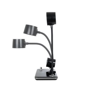 GLOBOSTAR® OLDY 76563 Μοντέρνο Επιτραπέζιο Φωτιστικό Γραφείου με Ασύρματη Φόρτιση 15W 3A, 5W Bluetooth Ηχείο & Ψηφιακό Ρολόι LED 3W 300lm 120° DC 5V με USB-C IP20 Ρυθμιζόμενο Λευκό CCT με Αφή 2700K/4500K/6000K Dimmable – Sanan SMD Chip – Μαύρο – Μ13 x Π25 x Υ43cm – 2 Χρόνια Εγγύηση