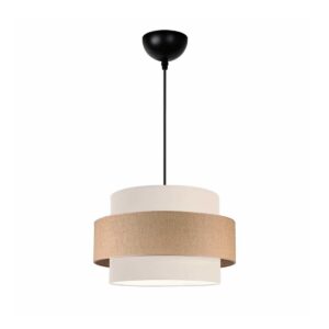 GLOBOSTAR® SOHO 204-0172 Μοντέρνο Κρεμαστό Φωτιστικό Οροφής με Ντουί 1 x E27 AC 220-240V IP20 – Καφέ & Μπεζ – Μ30 x Π30 x Υ20cm