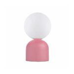 GloboStar® MAGIC 204-0134 Μοντέρνο Eπιτραπέζιο Φωτιστικό Μονόφωτο 1 x E14 IP20 Ροζ Μέταλλο με Λευκό Γυαλί – Μ13 x Π13 x Υ28cm