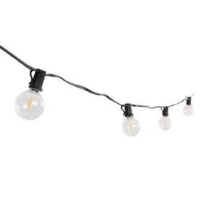 GLOBOSTAR® TWILIGHT 79667 Μοντέρνο Φωτιστικό Κήπου Γιρλάντα 7.7m με 15 Λάμπες & IR Ασύρματο Χειριστήριο LED 9W 810lm 360° DC 3.7V με Ενσωματωμένο Φωτοβολταϊκό Panel 5.5V 1.5W & Επαναφορτιζόμενη Μπαταρία Li-ion 3.6V 1×18650 2200mAh Αδιάβροχο IP65 Θερμό Λευκό 2700Κ Dimmable – Sanan SMD Chip – Μαύρο & Διάφανο – Μ770 x Π4 x Υ7cm – 2 Χρόνια Εγγύηση