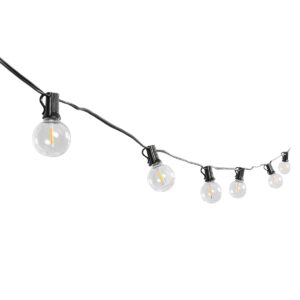 GLOBOSTAR® TWILIGHT 79668 Μοντέρνο Φωτιστικό Κήπου Γιρλάντα 10.5m με 30 Λάμπες & IR Ασύρματο Χειριστήριο LED 18W 1620lm 360° DC 3.7V με Ενσωματωμένο Φωτοβολταϊκό Panel 5.5V 3W & Επαναφορτιζόμενη Μπαταρία Li-ion 3.6V 2×18650 4400mAh Αδιάβροχο IP65 Θερμό Λευκό 2700Κ Dimmable – Sanan SMD Chip – Μαύρο & Διάφανο – Μ1050 x Π4 x Υ7cm – 2 Χρόνια Εγγύηση