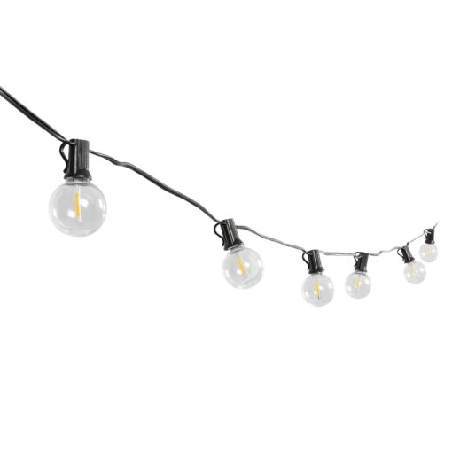 GLOBOSTAR® TWILIGHT 79668 Μοντέρνο Φωτιστικό Κήπου Γιρλάντα 10.5m με 30 Λάμπες & IR Ασύρματο Χειριστήριο LED 18W 1620lm 360° DC 3.7V με Ενσωματωμένο Φωτοβολταϊκό Panel 5.5V 3W & Επαναφορτιζόμενη Μπαταρία Li-ion 3.6V 2×18650 4400mAh Αδιάβροχο IP65 Θερμό Λευκό 2700Κ Dimmable – Sanan SMD Chip – Μαύρο & Διάφανο – Μ1050 x Π4 x Υ7cm – 2 Χρόνια Εγγύηση