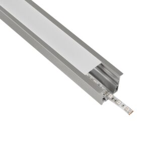 GLOBOSTAR® ALP-LINEAR RECESSA 61787-3M Χωνευτό Προφίλ Αλουμινίου με Λευκό Γαλακτερό Πατητό Κάλυμμα για Ταινίες LED IP20 – Γκρι Ανθρακί Ματ – Μ300 x Π3.5 x Υ4cm