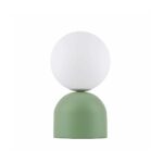 GloboStar® MAGIC 204-0130 Μοντέρνο Eπιτραπέζιο Φωτιστικό Μονόφωτο 1 x E14 IP20 Πράσινο Μέταλλο με Λευκό Γυαλί – Μ13 x Π13 x Υ28cm