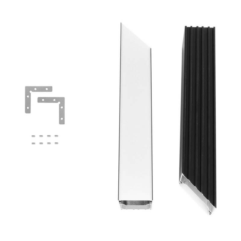 GLOBOSTAR® ALP-CORNER-SIDE90 BRIGHTRAIL 61778 Επιφανειακό / Κρεμαστό Προφίλ Αλουμινίου Γωνία με Λευκό Γαλακτερό Πατητό Κάλυμμα για Ταινίες LED IP20 – Μαύρο Ματ – Μ30 x Π5 x Υ7.5cm