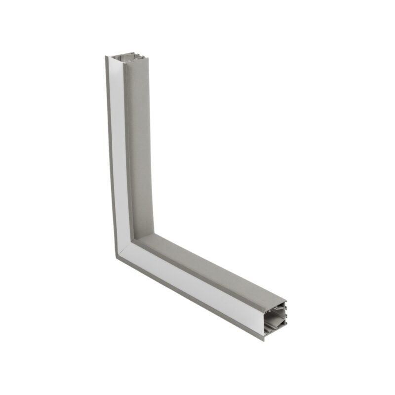 GLOBOSTAR® ALP-CORNER-SIDE90 RECESSA 61790 Χωνευτό Προφίλ Αλουμινίου Γωνία με Λευκό Γαλακτερό Πατητό Κάλυμμα για Ταινίες LED IP20 – Γκρι Ανθρακί Ματ – Μ30 x Π3.5 x Υ4cm
