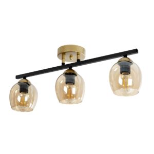 GLOBOSTAR® RADIUS 201-0122 Vintage Φωτιστικό Οροφής με Ντουί 3 x E27 AC 220-240V IP20 – Χρυσό, Μαύρο & Μελί- Μ60 x Π13 x Υ16cm