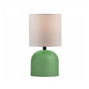 GloboStar® LOREN 204-0136 Μοντέρνο Eπιτραπέζιο Φωτιστικό Μονόφωτο 1 x E27 IP20 Πράσινο Μέταλλο με Μπεζ Ύφασμα – Μ15 x Π15 x Υ31cm