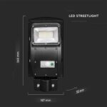 Ηλιακό Φωτιστικό Δρόμου Μαύρο LED 6W 800lm Ψυχρό 6000K IP65 V-TAC με Τηλεχειριστήριο Dimmable – 95532