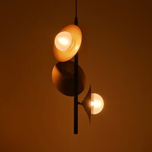 GLOBOSTAR® JOLIET 999-0046 Μοντέρνο Κρεμαστό Φωτιστικό Οροφής με Ντουί 3 x G9 AC 220-240V IP20 – Μαύρο & Χρυσό – Μ27 x Π27 x Y62cm