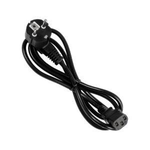 GLOBOSTAR® PLUGA 61498 Καλώδιο Τροφοδοσίας C13 με Πλάγια Πρίζα Schuko 250V 10A max 1.5m – 3*0.75mm2 – Μαύρο – Μ150 x Π3.6 x Υ3.6cm