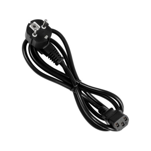 GLOBOSTAR® PLUGA 61498 Καλώδιο Τροφοδοσίας C13 με Πλάγια Πρίζα Schuko 250V 10A max 1.5m – 3*0.75mm2 – Μαύρο – Μ150 x Π3.6 x Υ3.6cm