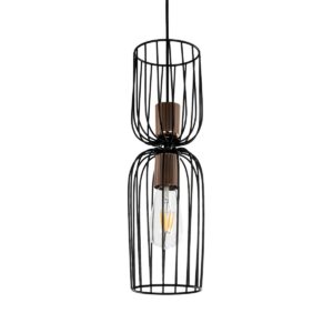 GLOBOSTAR® LAVERA 201-0124 Vintage Κρεμαστό Φωτιστικό Οροφής με Ντουί 1 x E27 AC 220-240V IP20 – Μπρονζέ & Μαύρο – Μ14 x Π14 x Υ44cm