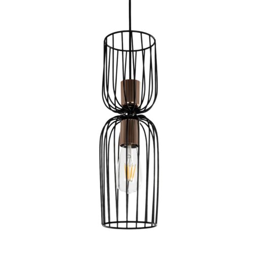GLOBOSTAR® LAVERA 201-0124 Vintage Κρεμαστό Φωτιστικό Οροφής με Ντουί 1 x E27 AC 220-240V IP20 – Μπρονζέ & Μαύρο – Μ14 x Π14 x Υ44cm