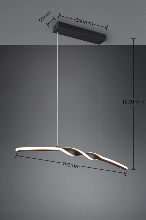 GINKO Κρεμαστό Φωτιστικό LED 18W 1980 lm 3000K Μαύρο Ματ – Reality R35791132
