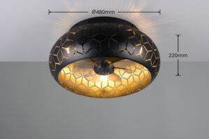 Reality Φωτιστικό 3xE27 Ανεμιστήρας Οροφής με Τηλεχειριστήριο Μαύρο-Χρυσό – R61574080