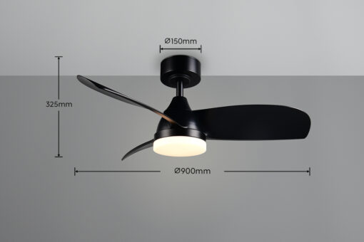 Ανεμιστήρας Οροφής Reality Helsinki R62732132 Μαύρο Ματ με LED Φως CCT 2500lm & Τηλεχειριστήριο