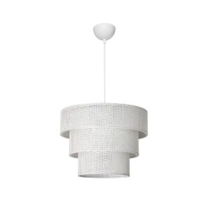 GLOBOSTAR® LEVEL 203-0275 Μοντέρνο Κρεμαστό Φωτιστικό Οροφής με Ντουί 1 x E27 AC 220-240V IP20 – Λευκό – Μ38 x Π38 x Υ30cm